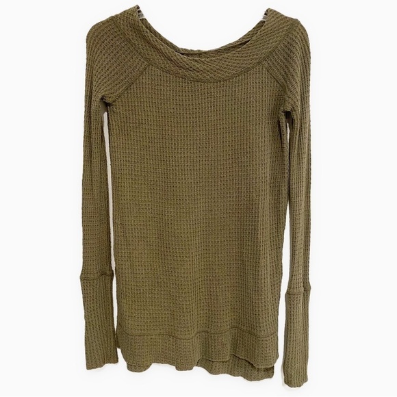 We The Free | Kate Waffle Knit Top Army Green Size XS - Picture 3 of 8